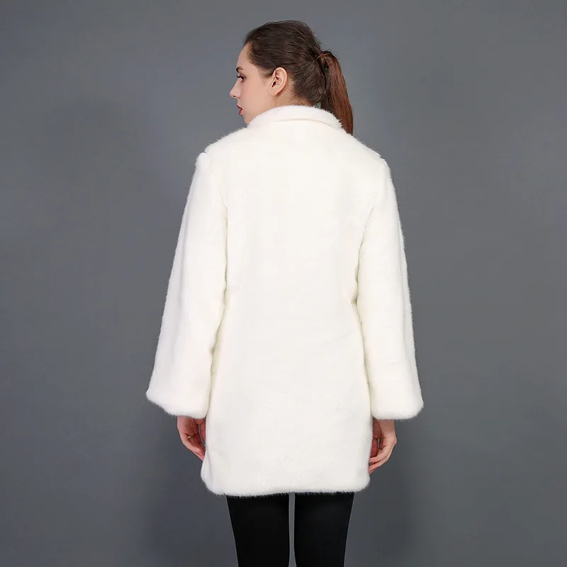 Winter Plush Coat Girl Women Long Warm Coats Artificial Fur Open Stitch Casual Street Wear Female Women 2019 Autumn Coat New