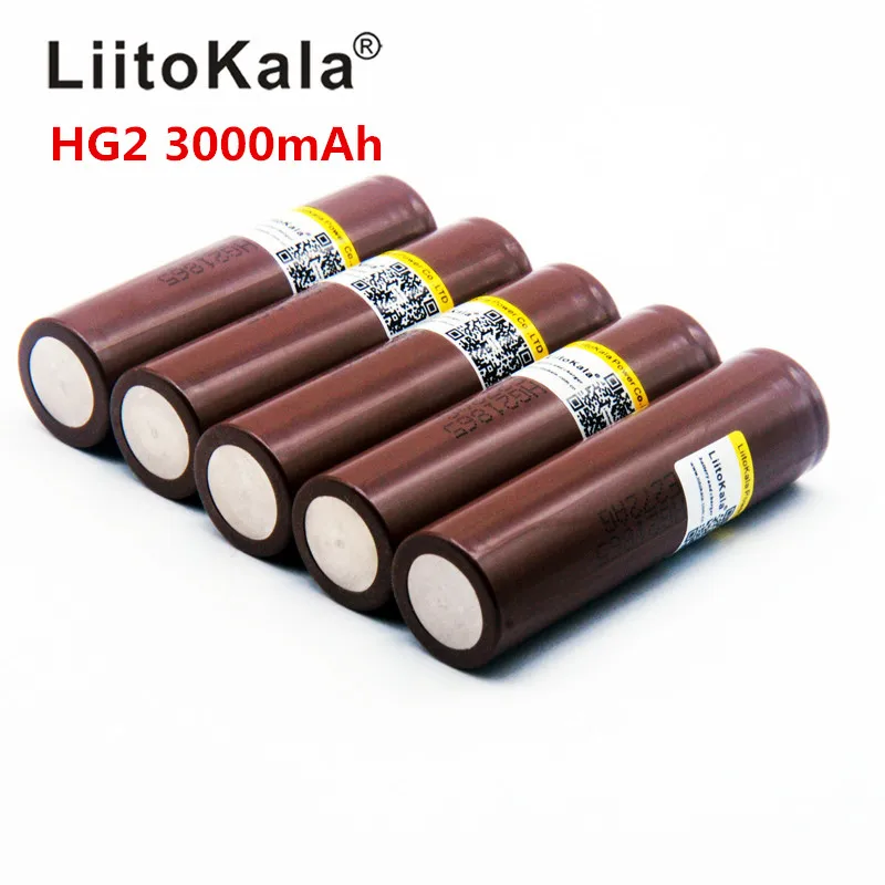 LiitoKala для HG2 18650 18650 3000 mah батареи для электронных сигарет, перезаряжаемая Высокая мощность разряда, 30A большой ток