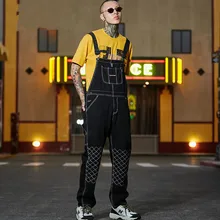 Модный мужской комбинезон, брюки-карандаш, однотонные повседневные мужские комбинезоны в Корейском стиле, комбинезоны до щиколотки, костюмы для хип-хопа