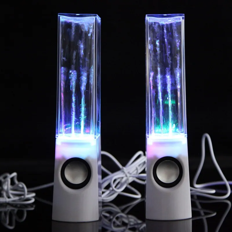 hot 2PCS LED Light Dancing Water Music Fountain Light Speakers for PC