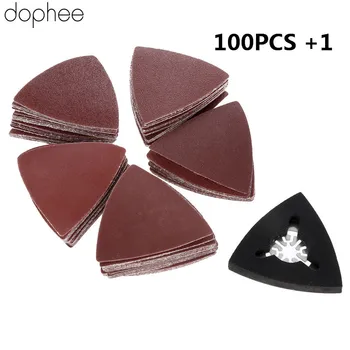 

100Pcs Sanding Paper+80mm Triangular Sanding Pad Oscillating Multi-tool for Multimaster Fein Dremel Cutting Sandpaper Power Tool
