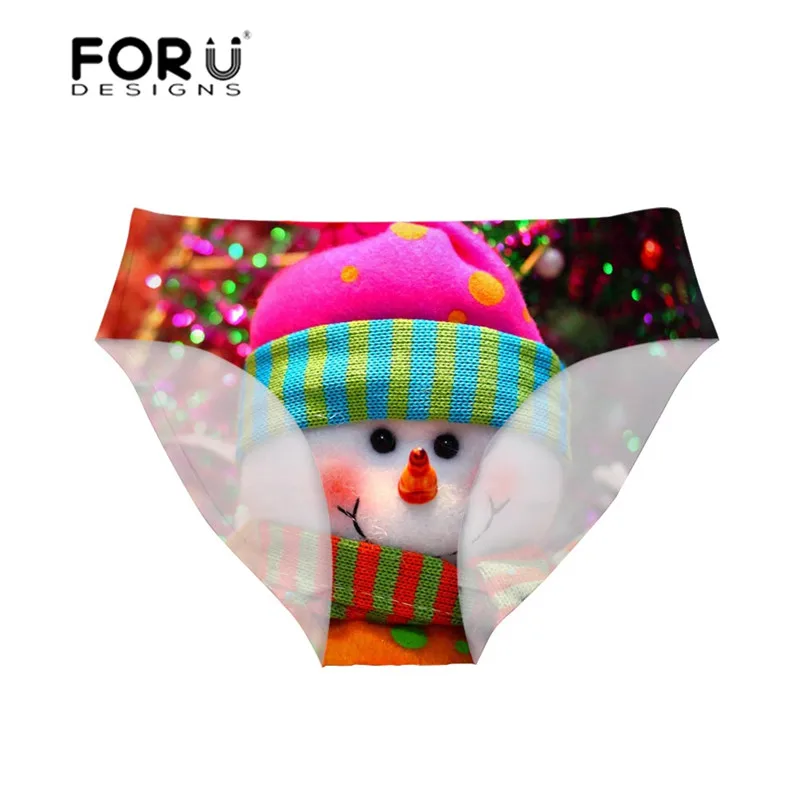 FORUDESIGNS/трусики бикини с рождественским рисунком женские бразильские трусики для