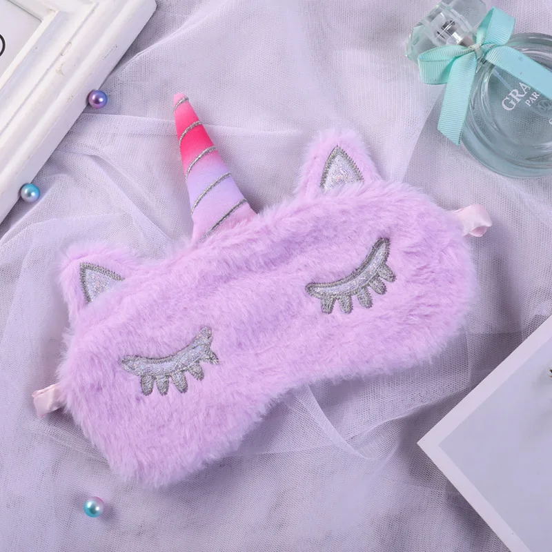 New 1pc Unicorn Eye Mask Sleep Cute Plush Eye Mask Cover Shade Eyeshade Mask Travel Suitable For Travel Home Party Gifts
