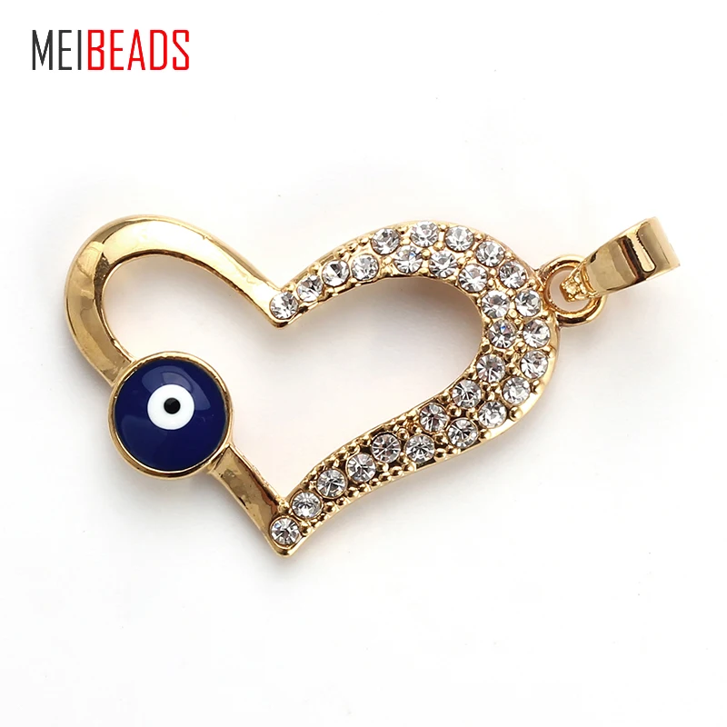 MEIBEADS Богемия сплав золотой шарм в форме сердца синий глаз для женщин DIY ожерелье