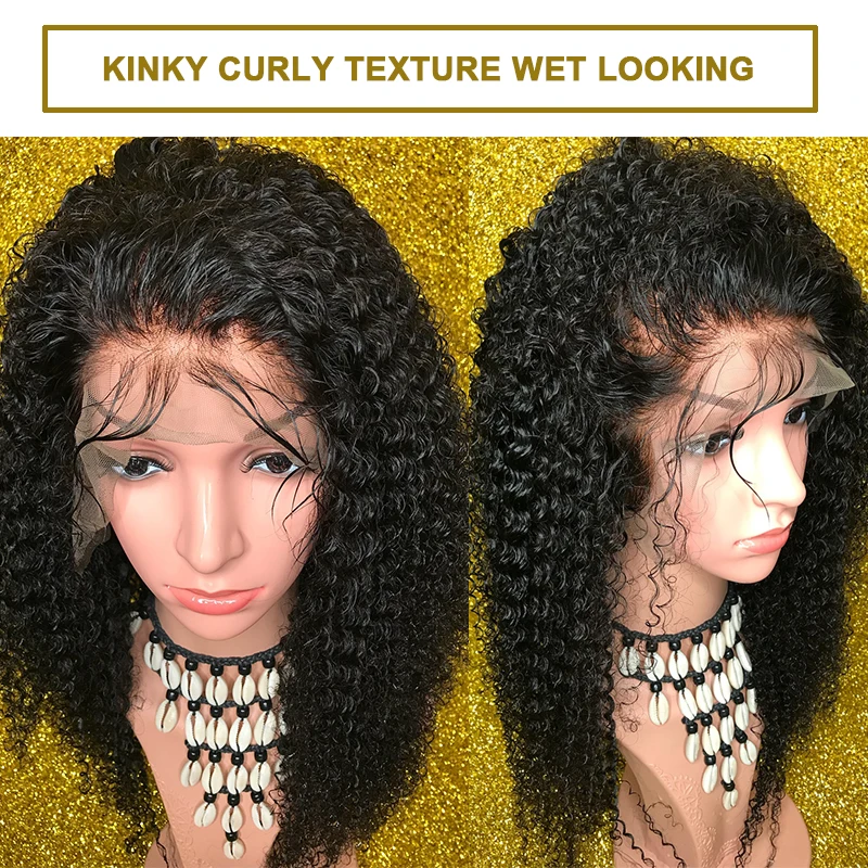 Kinky Curly Wig 13x6 Lace Front Human Hair Wigs Brazilian Remy 250 Density 360 Lace Frontal Wig Pre