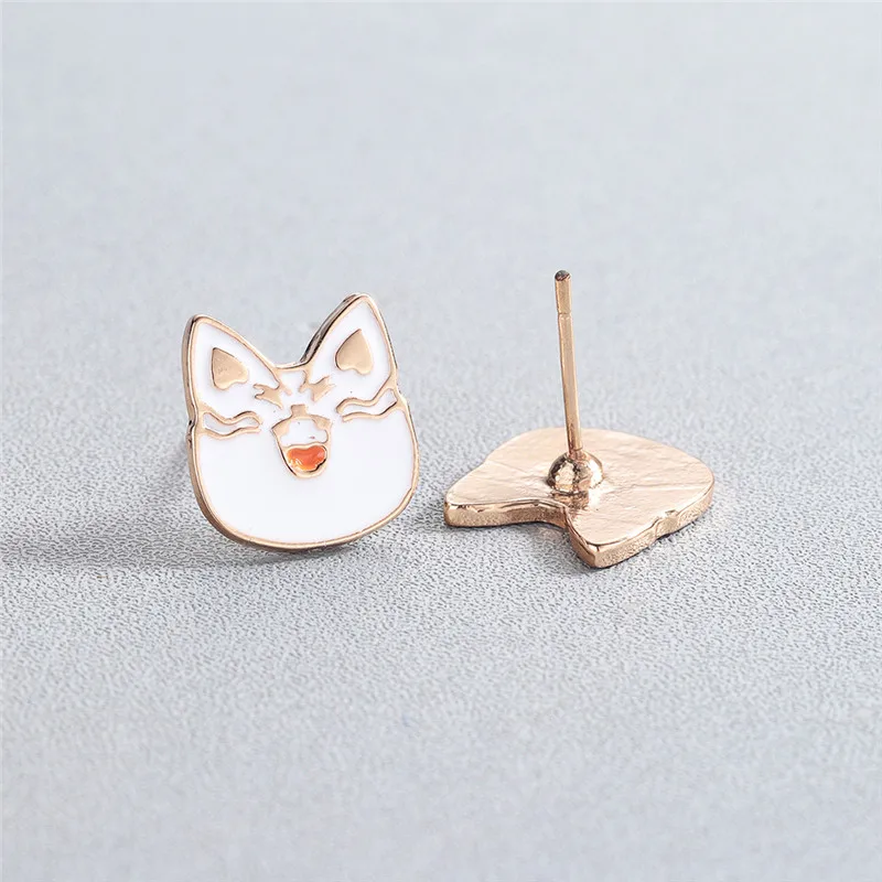 Kawaii Kitten Exquisite Cat Face Tiny Small White Stud Earring 