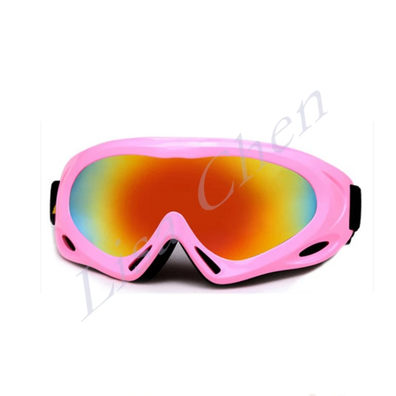 Профессиональные противотуманные лыжные очки с защитой от ветра для мужчин и женщин, детское катание на горных лыжах, зимние очки, зеркальные очки - Цвет: Розовый