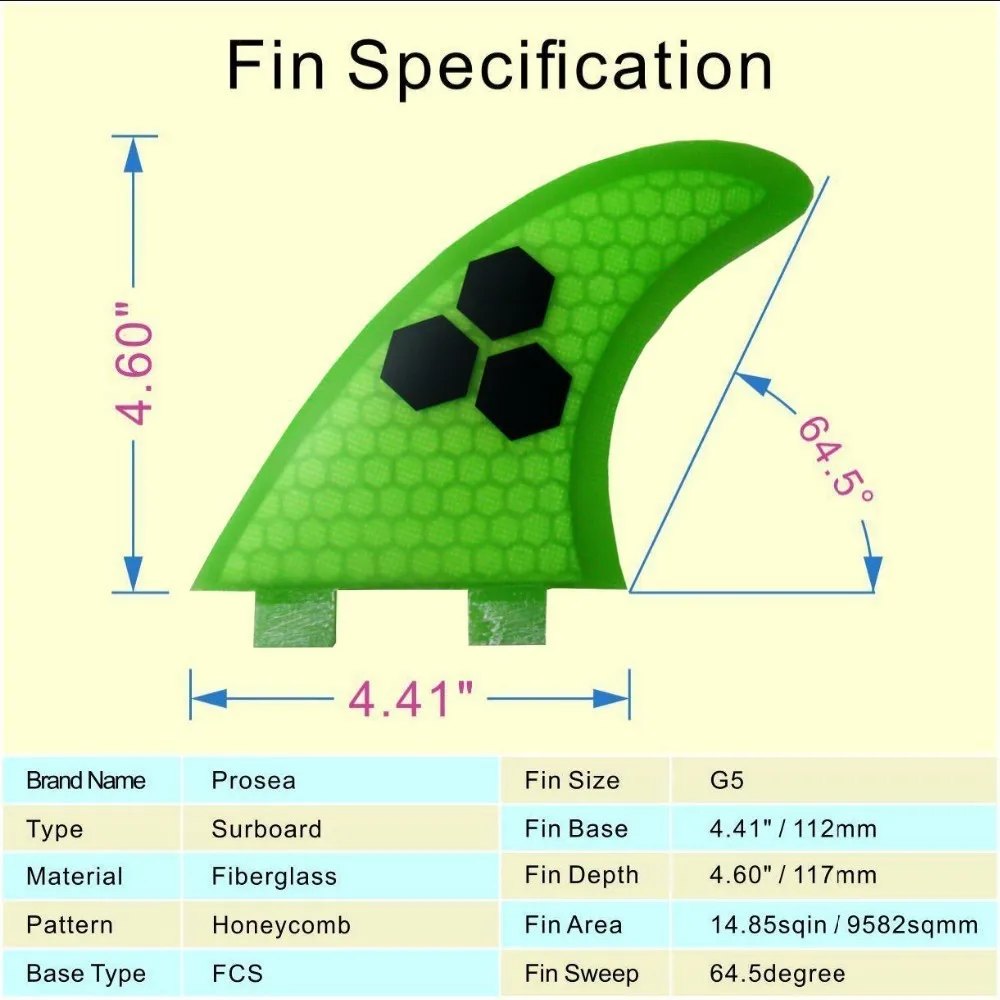 FCS G5 (3 шт.) Высокое качество Quillas Keels Surf плавник из стекловолокна медовая расческа