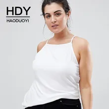 HDY Haoduoyi Новая повседневная белая женская одежда размера плюс тонкий плечевой ремень чистый дикий тонкий большой размер Женская майка