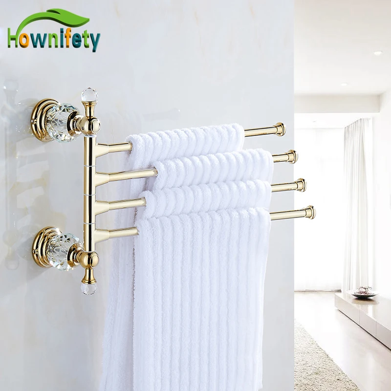 Solid Brass Gold Bathroom 4 Towel Bars Soild Brass Towel Rack Bathroom