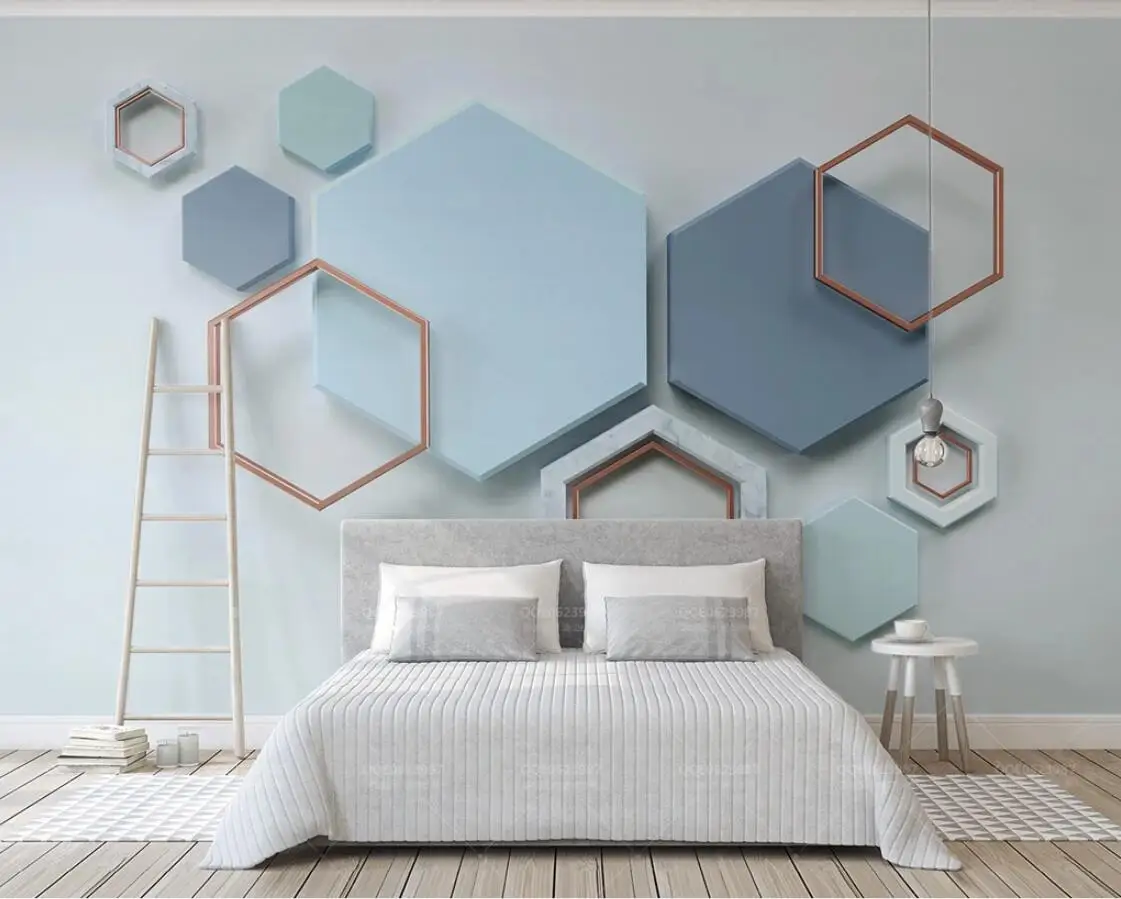 

Hexagon Wallpaper Mural Abstract Geometric Wall Papers for Bedroom Apartment Renovation Canvas Contact Paper Custom