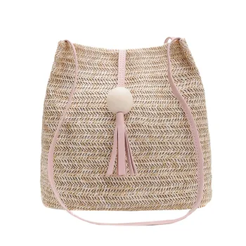 

Hand Bag Women Straw Woven Shoulder Bag Tassel Wild Shoulder Bags Solid Color Casual Beach Bags Bolsas Dropshipping Yjj2 J#