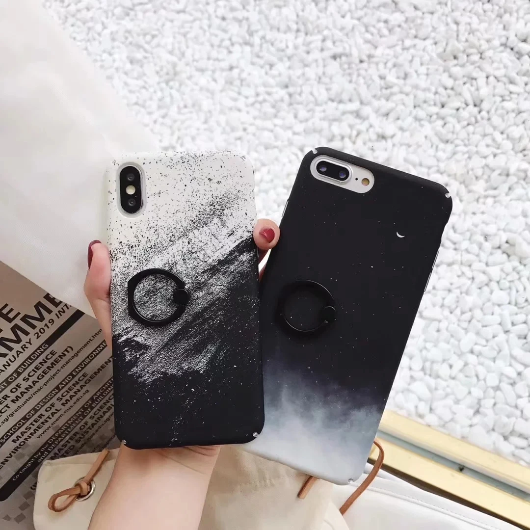 universe Planet Milky Way Phone Case For iPhone 6S 6 7 8 Plus X XS MAX XR Scrub Starry Hard PC With Finger Ring Back Cover Coque |