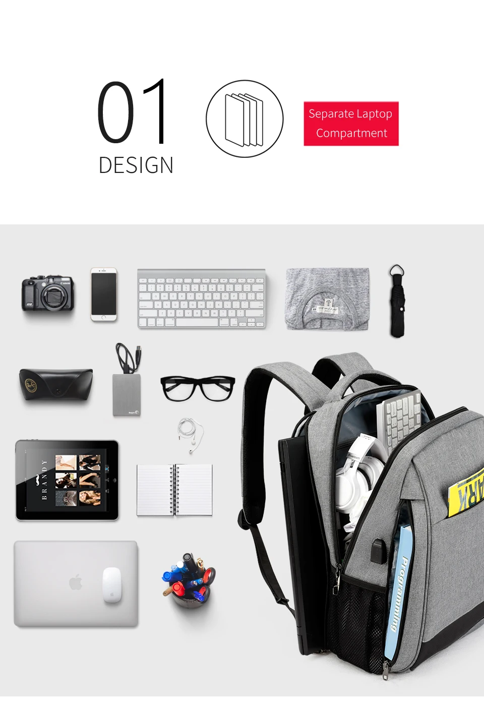 7.Multifunction casual school backpack