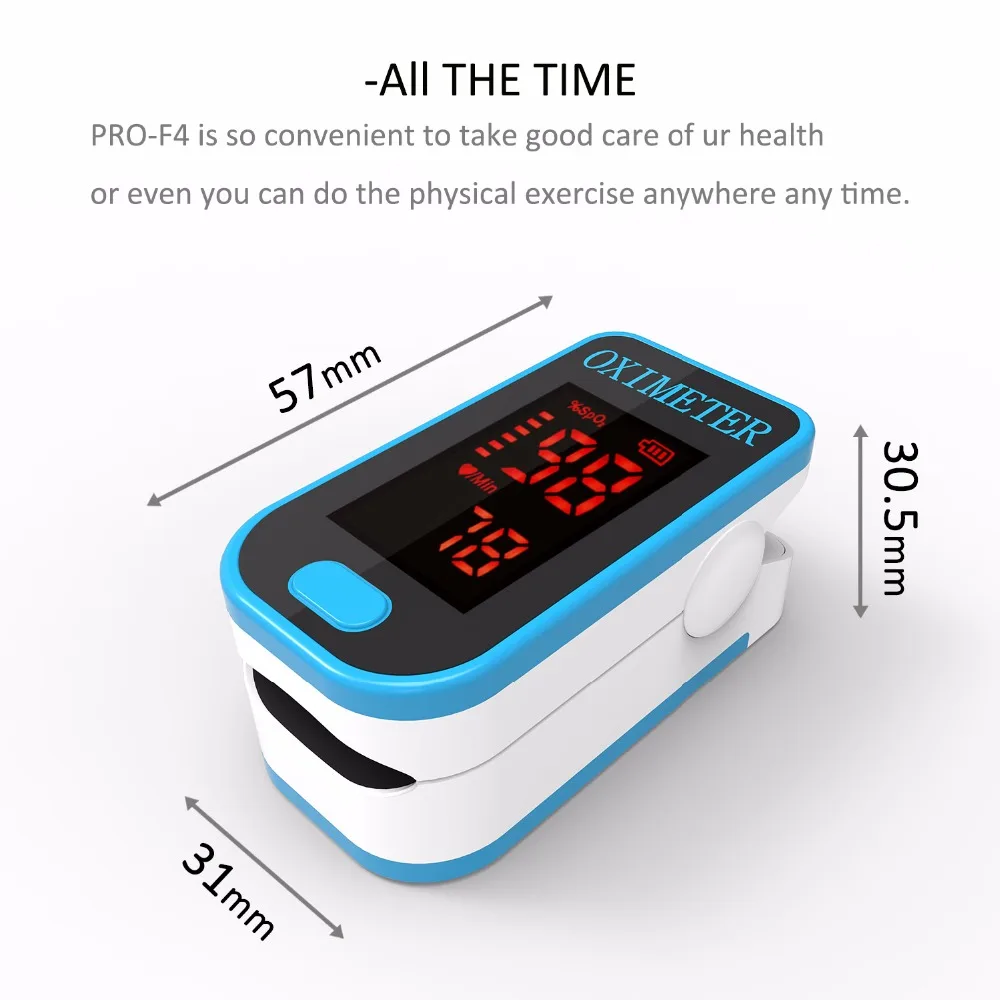 PRO-F4 Пальчиковый пульсоксиметр, для медицинских и ежедневных занятий спортом, пульсовый пульсометр, Кислород SPO2, монитор насыщения, одобренный CE-синий