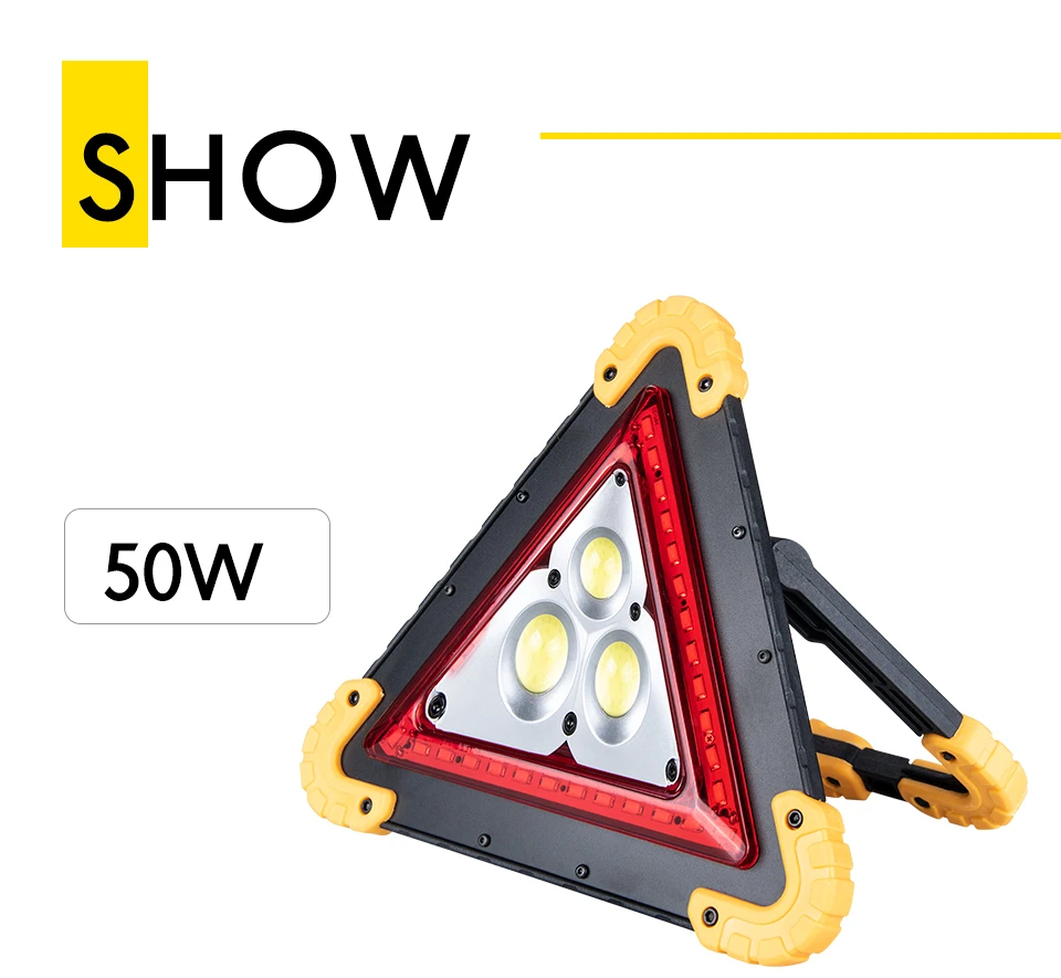 50W 30W COB LED Camping Light Rechargeable Portable Lantern Car Repair Light Emergency Triangle Warning Light 4 Modes Work Lamp (17)