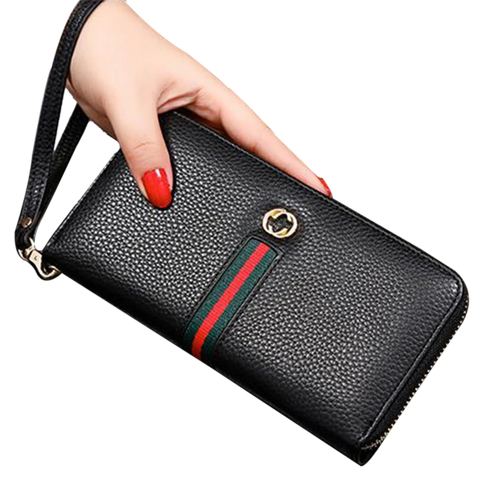 

double zip wallet 4 colors fashion women wallet design high quality leather purse female Female Gifts