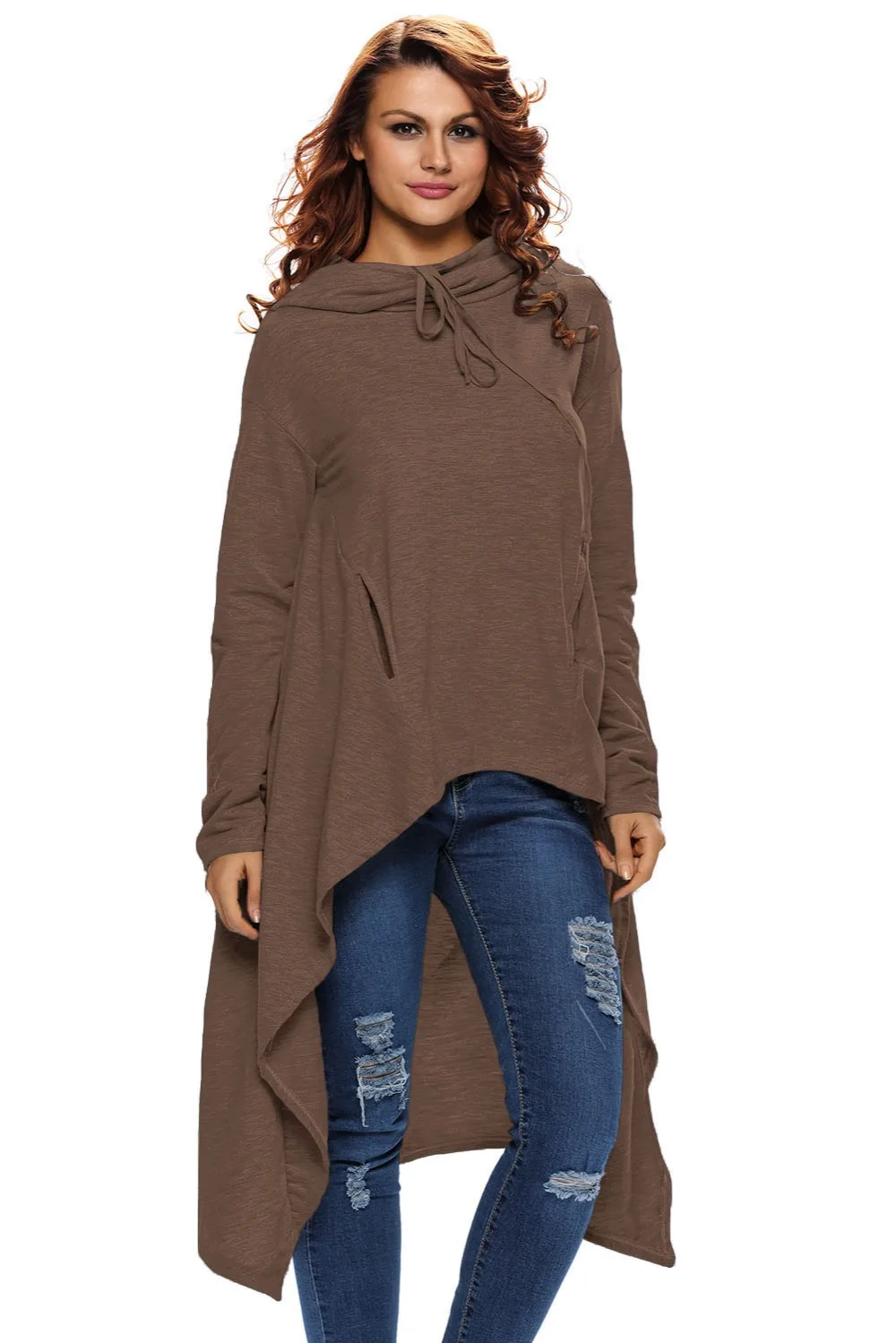 Brown-Plain-Drawstring-Irregular-Oversize-Hoodie-LC25933-17-1