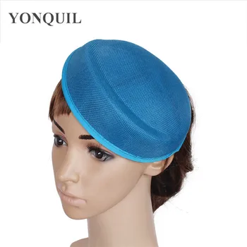 

16*19CM Solid oval sea blue Airline stewardess cap imitation Sinamay Base Fascinators Hat DIY hair accessories 15colors 5psc/lot