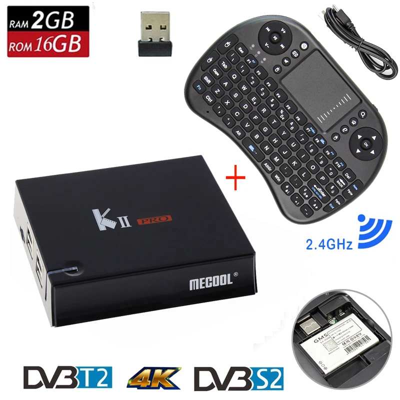 KII Pro Smart Android 7,1 ТВ приставка DVB-T2 DVB-S2 Amlogic S905D 4K медиаплеер 2G+ 16G wifi K2 PRO приставка с i8 клавиатурой