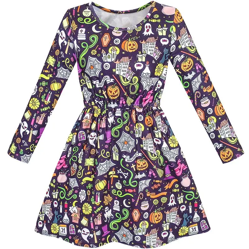 Girls Dress Halloween Pumpkin Lantern Ghost Costume 2020 Summer Princess Wedding Party Dresses Size 4-10 Carnival Vestidos | Детская
