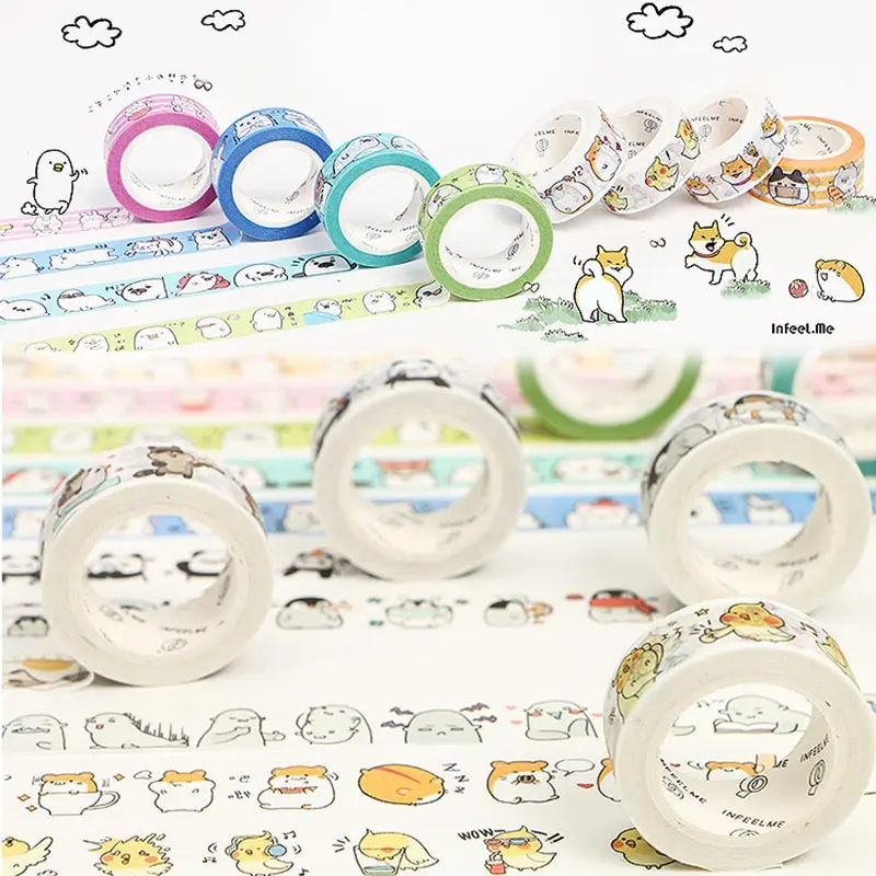 

New Animals Panda Hamster Masking Washi Tape Decorative Adhesive Tape DIY Scrapbooking Sticker Label Stationery Party Supply