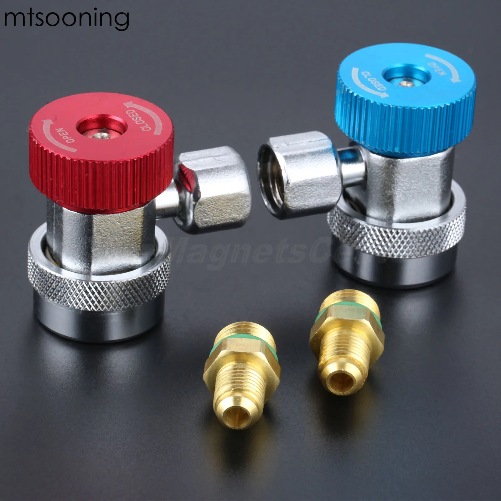 

mtsooning 1 Pair Auto Freon R134A AC Air Condition Quick Coupler Refrigerant High Low Adapter Connector Manifold Gauge Set