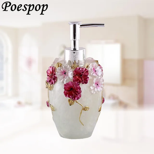 Posepop 300ml Pump Flowers Past Soap Dispenser Resin Bottle Posepop 300ml Pump Flowers Past Soap Dispenser Resin Bottle Sanitizer For Elegant Bathroom Decoration