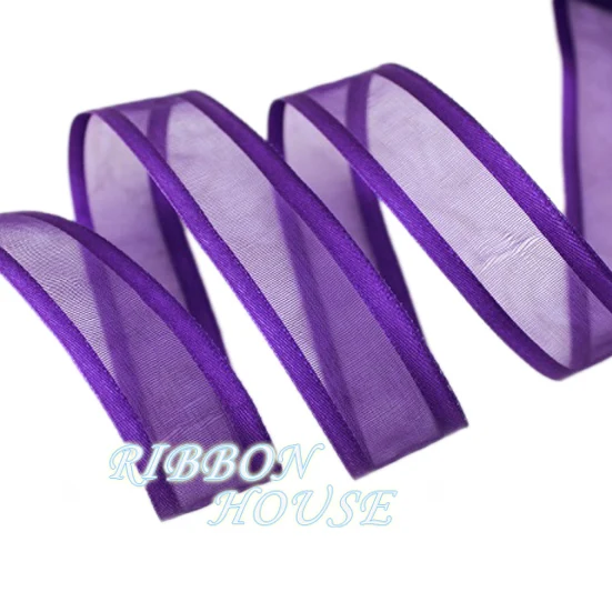 10 ярдов/рулон) 25 мм широкая шелковая лента из органзы оптом декоративные ленты для упаковки подарка - Цвет: Фиолетовый