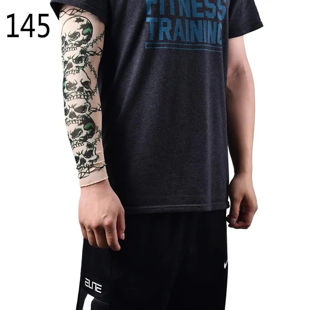 Для мужчин и женщин на руку теплые нейлоновые эластичные Поддельные Временные татуировки рукава дизайн тела руки Чулки татуировки новое поступление - Цвет: 145