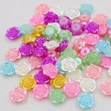 12 мм, 50 шт, много цветов розы, дизайн ABS, искусственный жемчуг с плоской задней стороной, бисер, украшение для рукоделия, для изготовления ювелирных изделий