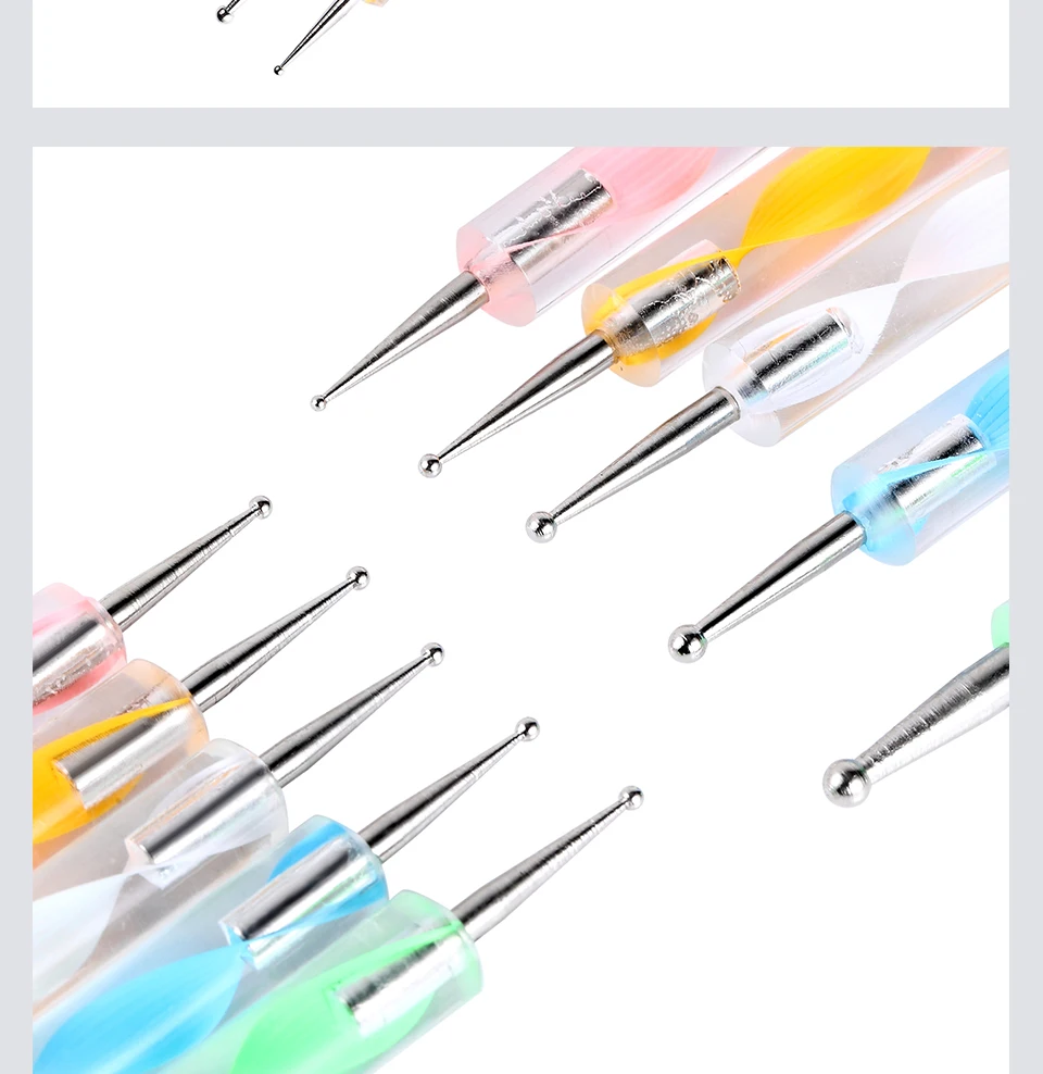 Arte Clavo 5 stks Professionele 2 way Puntjes Pen Nail Tool Nail Art Pen Set Voor UV Gel Nail schilderen Draw Borstel Steentjes Tool_voghion.com