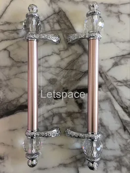 

KTV hollow rose gold handle European wood door handle New glass door pull Villa door handle Artificial crystal handle Gold knobs