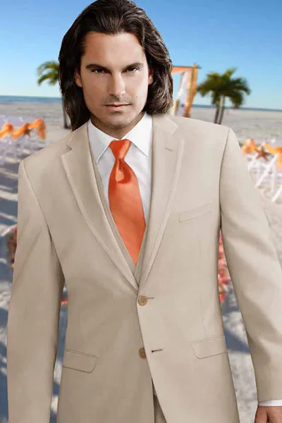 

Newest Groom Tuxedo Groomsmen Notch Lapel Beige Wedding/Dinner/Evening Suits Best Man Bridegroom (Jacket+Pants+Tie+Vest) B110