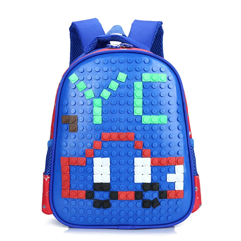 

Designer Kids Baby's Bags Cartoon DIY Puzzle School Bags For Girl Boy Waterproof PU Big Capacity Travel Backpacks Child Rucksack