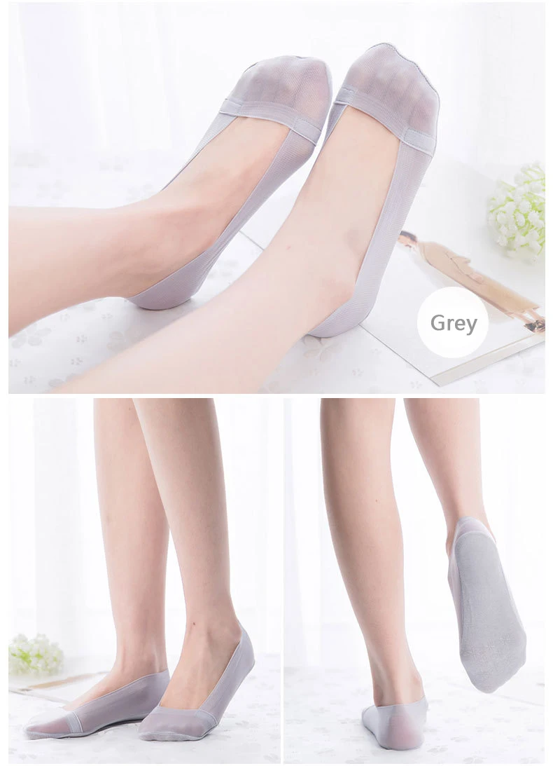 Невидимые женские носки супертонкие ледяные шелковые силиконовые Нескользящие носки-башмачки летние носки из дышащей ткани носки-башмачки