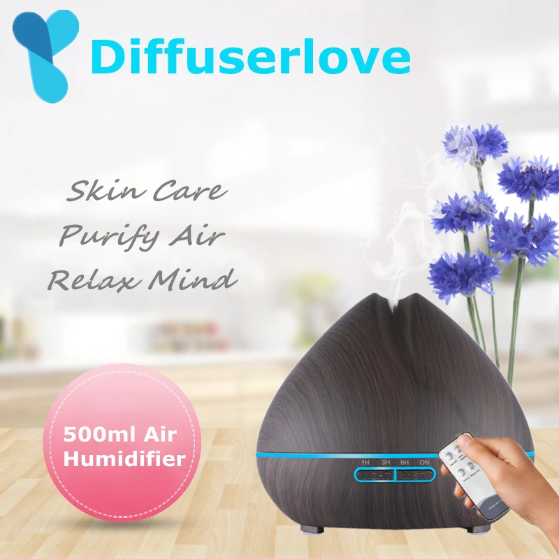

Diffuserlove 500ml Air Humidifier Aroma Essential Oil Diffuser Aromatherapy Hmidificador 7 Color Change LED Night Light