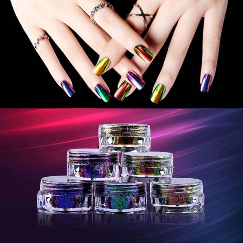 

Mirror powder nail glitter holographic pretty powder chameleonpigment flakes nail polish dust aurora pigment for free shipping