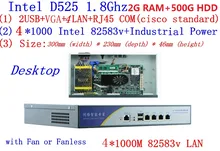 D525 1.8GHZ 4*1000M Network routing software firewall wayos 1U network server 4 *Intel Gigabit Ethernet 82583v 2G RAM 500G HDD