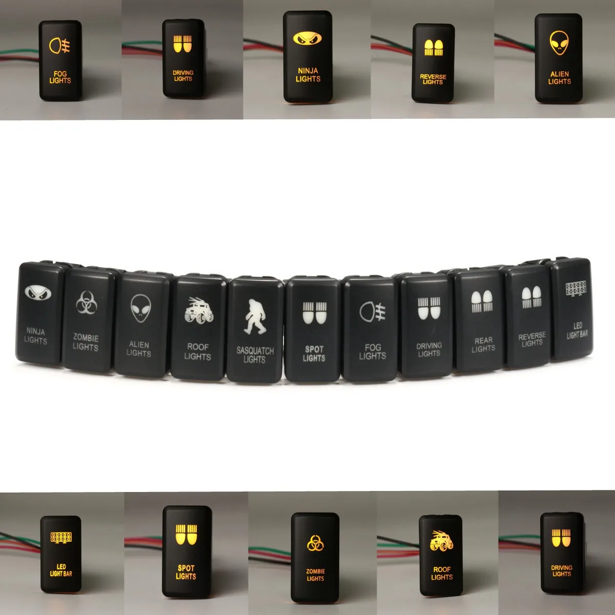 

1PC DC 12V Car 12V Orange LED Light Switch On/Off For Toyota Landcruiser Hilux Prado