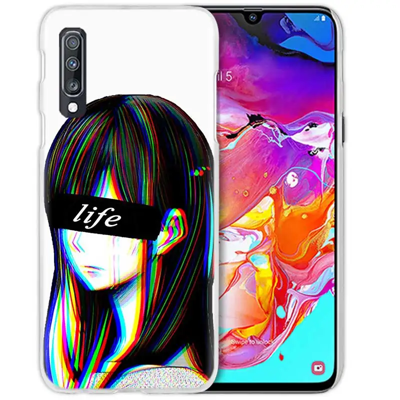 Аниме чехол для samsung Galaxy A50 A70 A20e A40 A30 A20 A10 A8 A6 плюс A9 A7 прозрачный жесткий чехол для телефона с рисунком в виде чехол Coque jake грустно японской - Цвет: 04