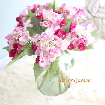 

5pcs 12Color Artificial Flower Hydrangea Decor Fake Flowers DIY Bridal bouquet Decorative Wedding Flower Home Decoration