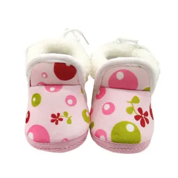

Newborn Baby Cotton Shoes Plus Velvet Boy Flower Printed Girl Baby Shoes Toddler Shoes 0-1Y Children Warm Shoes
