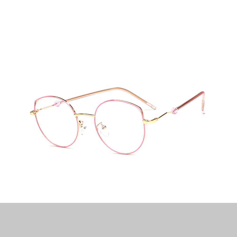 Очки прозрачные, оправа для очков оправа для мужчин и женщин круглые золотые очки для чтения очки с высоким качеством 1882OLO - Цвет оправы: gold pink