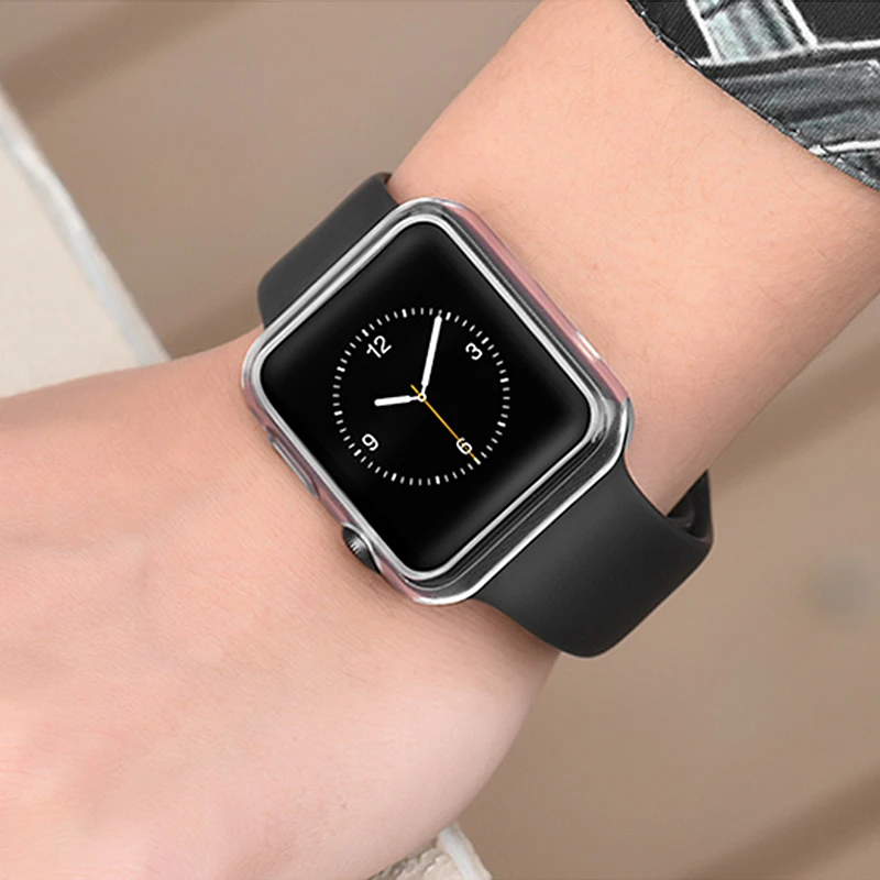 Ультратонкий силиконовый защитный чехол для Apple Watch 44 мм 40 42 38 часов прозрачный