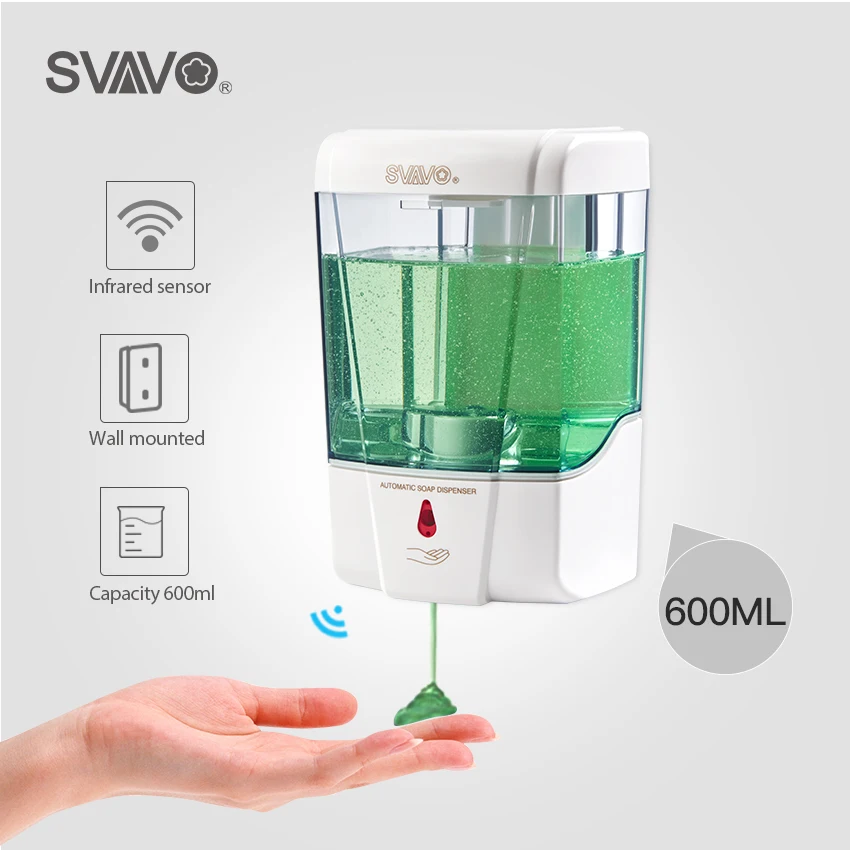 

600ml Capacity Automatic Soap Dispenser Touchless Sensor Hand Sanitizer Detergent Dispenser Wall Mounted For Bathroom Kitchen