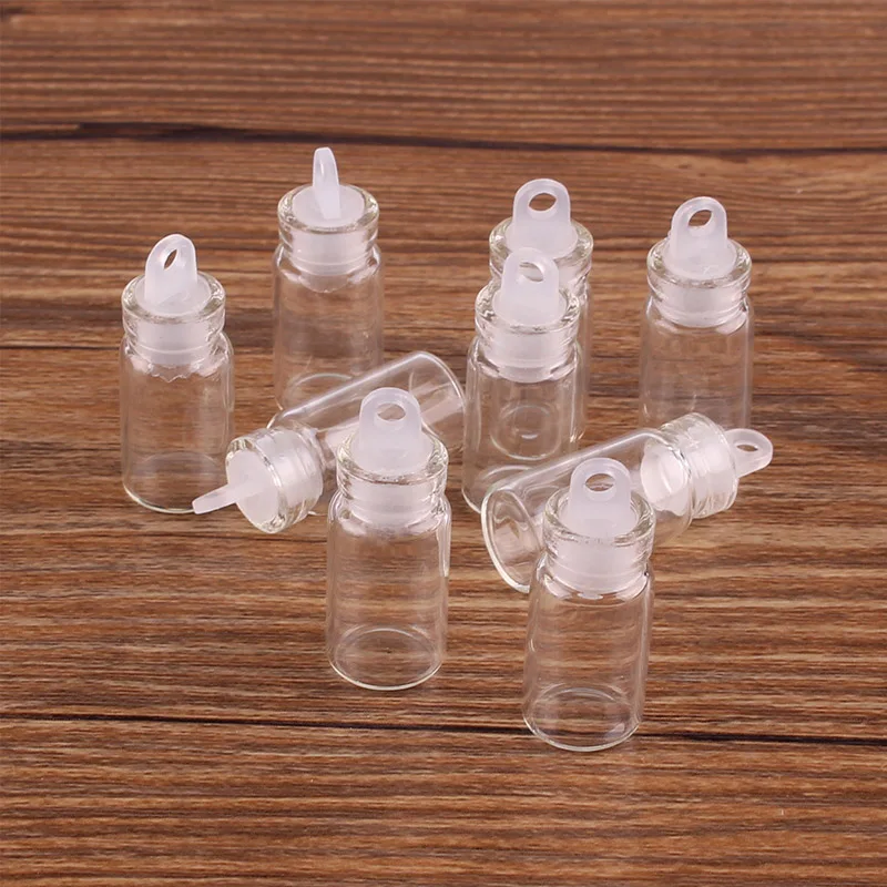 100 шт 11*22*6,5 мм 1 мл мини стеклянные бутылки желаний крошечные баночки бутылочки с пластиковой пробкой