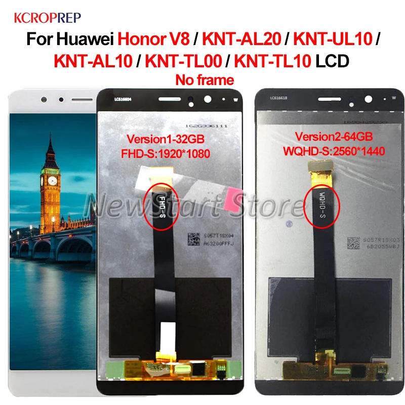 

No Frame For Huawei Honor V8 KNT-AL20 KNT-UL10 KNT-AL10 KNT-TL00 KNT-TL10 LCD 5.7" Display Touch Screen Digitizer Assembly