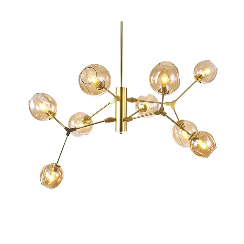 

Toolery Post modern Nordic Art Decoration DNA Chandelier Light Screw E27 5W led lamp Glass lampshade gold black body droplight
