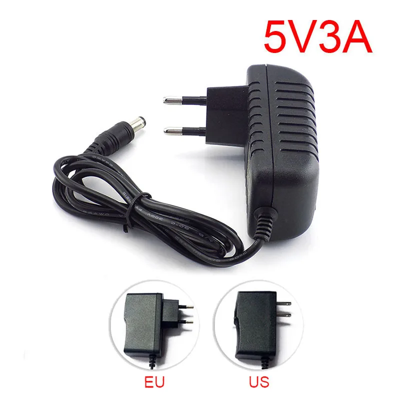 

DC 5V 3A 3000mA AC to DC Power charger supply EU Plug 5.5mm x 2.1-2.5mm 100V 240V Converter adapter for Switch LED Strip Light